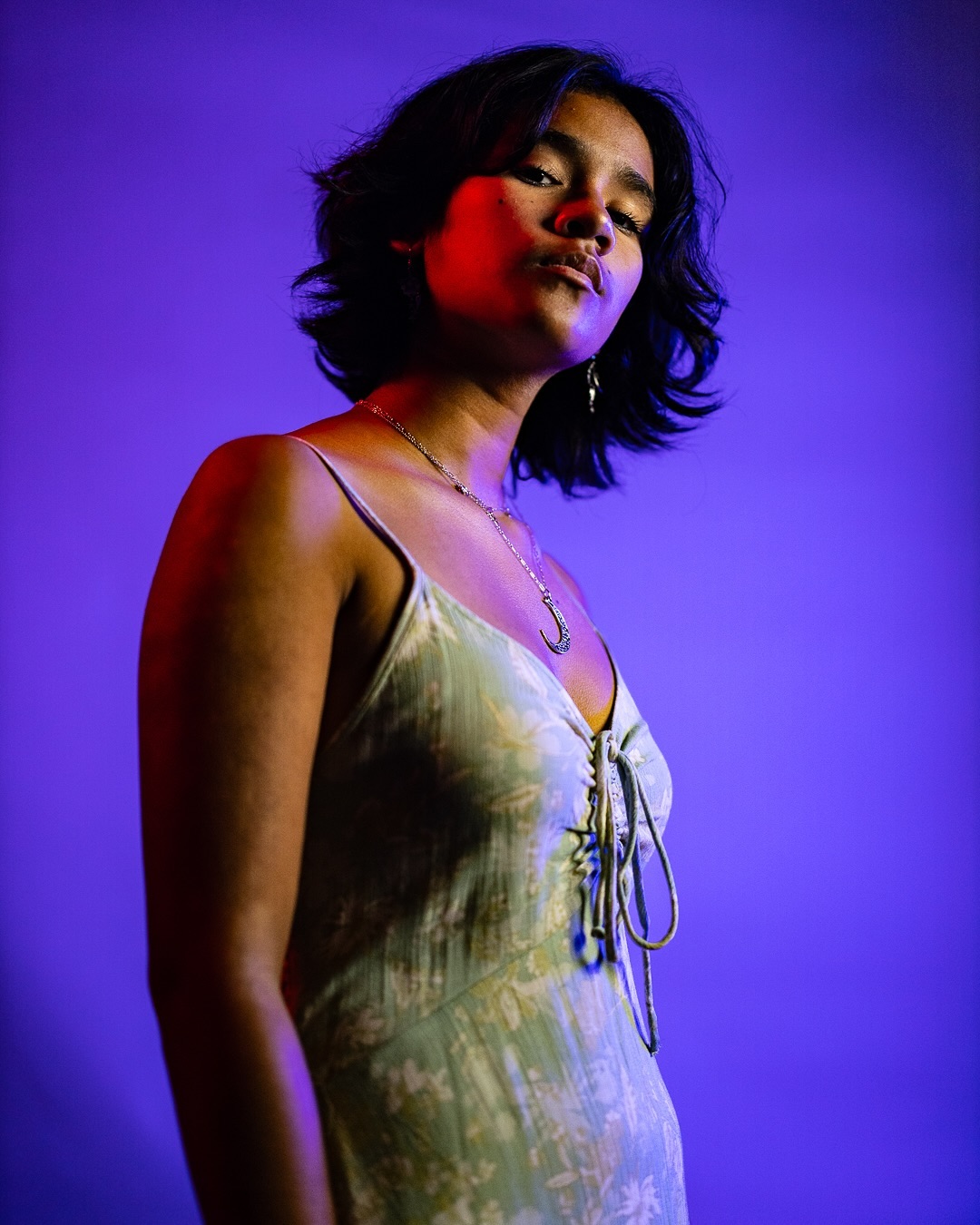 Singer portrait with purple lighting