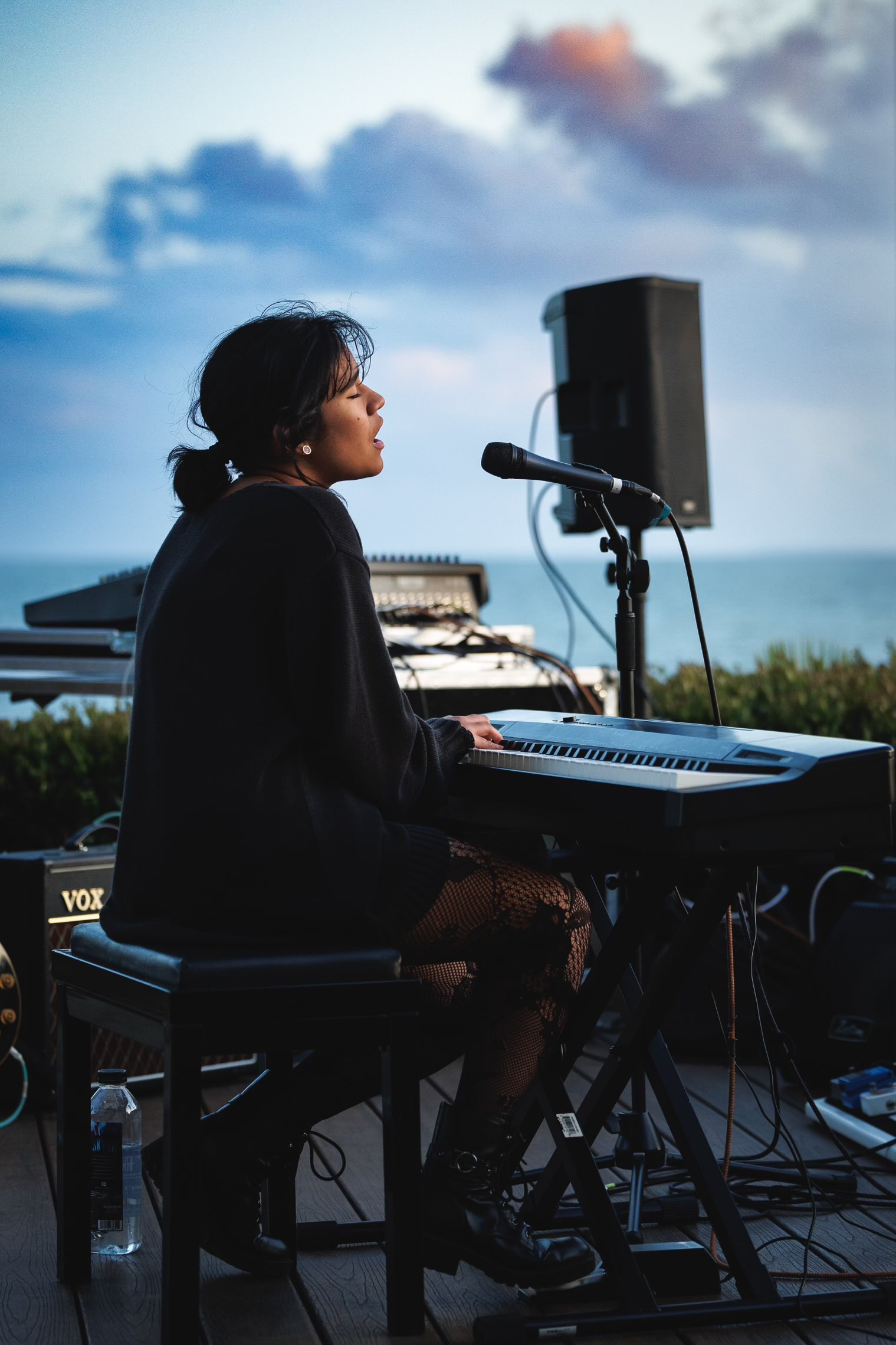 Singer performing outdoors